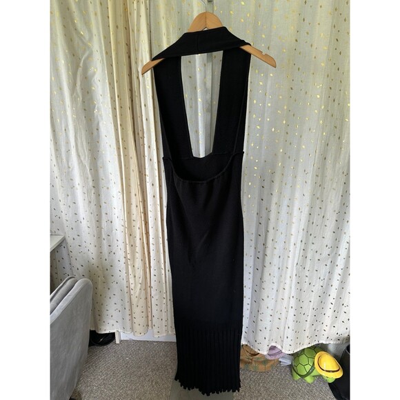 Vintage Carole Little Plunge Halter Sexy Ribbed Knit Sweater Midi Dress S/M - Picture 5 of 6